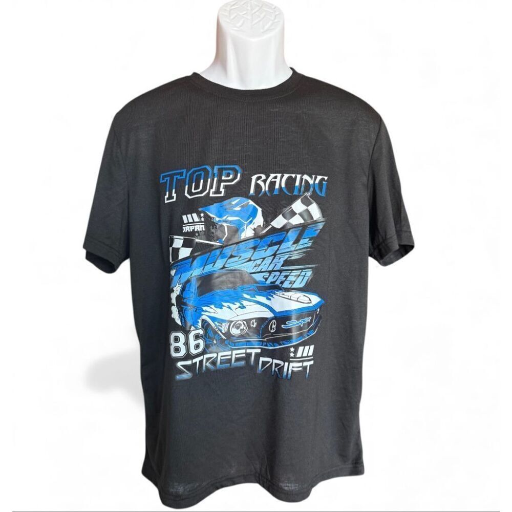 NWT Mens Romwe Street Life Men Car & Letter Graphi Tee Shirt - Sz L